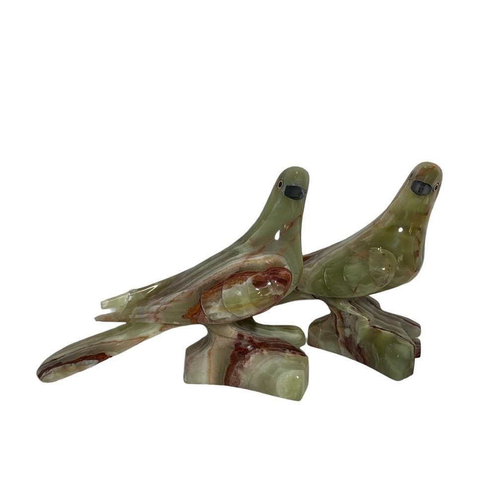 Pair of Vintage Natural Stone Carved Pigeons (Tails Chipped) SEE DESCRIPTION